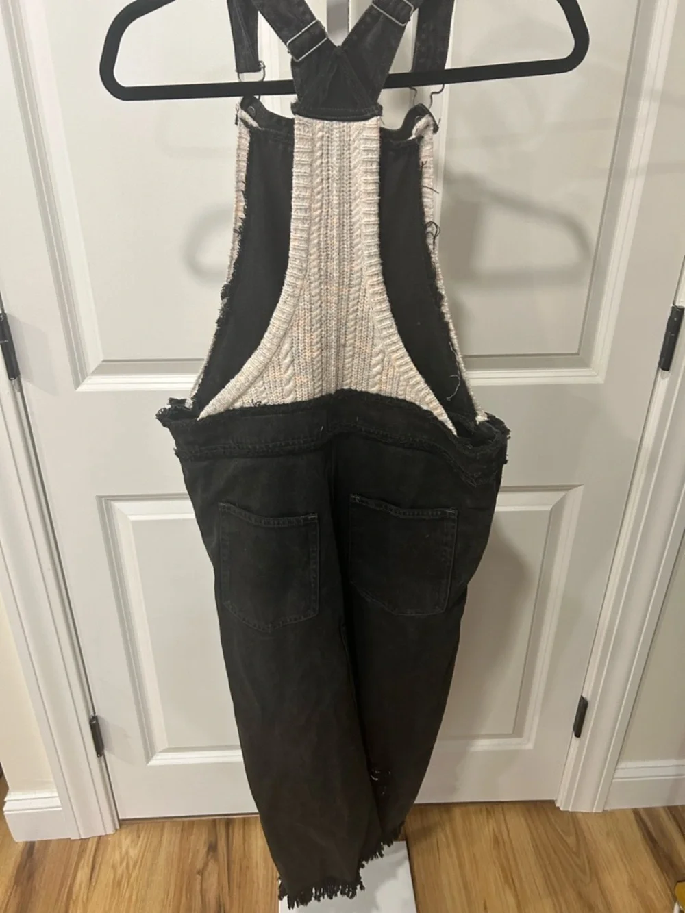 Free People Two-Tone Knit & Denim Overalls